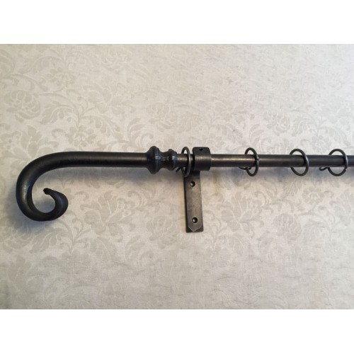 Wrought Iron Metal Curtain Pole Rod Set With Shepherds Crook