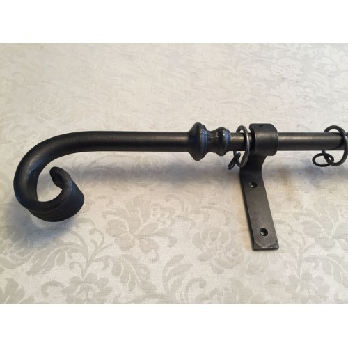 Wrought Iron Metal Curtain Pole Rod Set With Shepherds Crook
